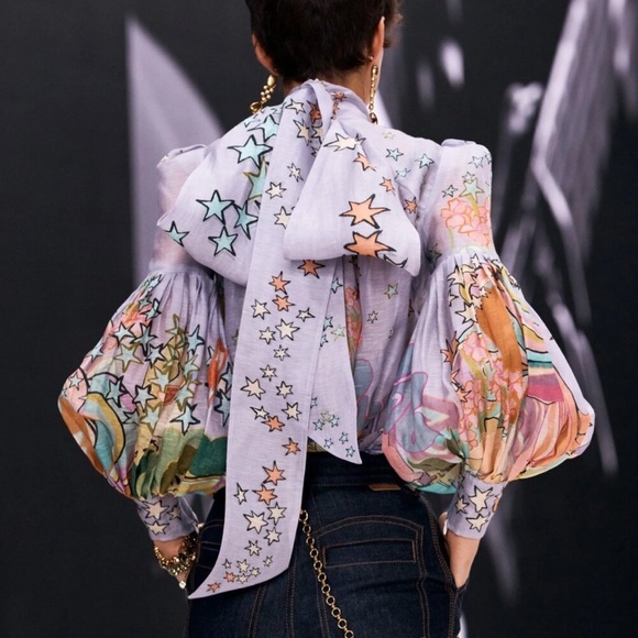 Zimmermann Concert Tie Neck Collage Blouse💋 - Picture 3 of 15